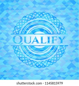 Qualify sky blue emblem. Mosaic background