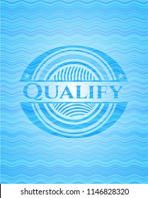 Qualify sky blue water wave emblem.
