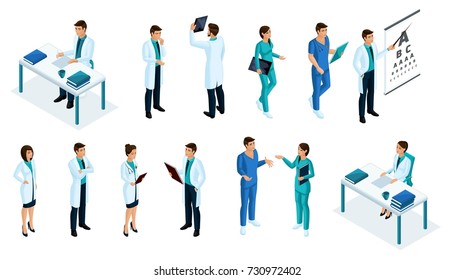 Qualitative Isometry, a set of medical staff in the process of working with different emotions. Excellent characters for advertising and presentations.