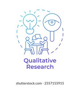 Qualitative research blue gradient concept icon. Data collecting. Interview, communication. Round shape line illustration. Abstract idea. Graphic design. Easy to use in infographic, presentation