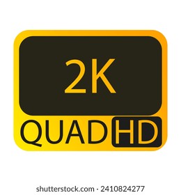 Icono de línea de calidad 2K QUAD HD. Resolución, imagen, cámara, pantalla, foto, matriz. Icono de vector para negocios y publicidad