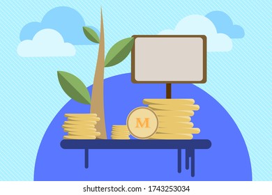 Árbol vectorial de la industria de la publicidad de calidad y moneda financiera
