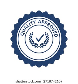Insignia aprobada de la calidad con la marca de verificación y el Vector del laurel