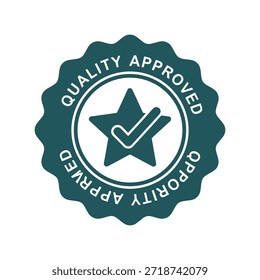 Insignia aprobada de calidad con marca de verificación y Vector de estrella