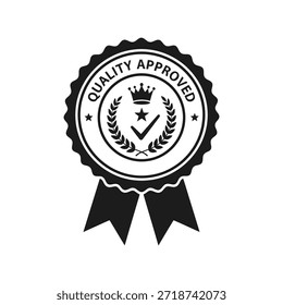 Quality approved badge with crown and checkmark Vector