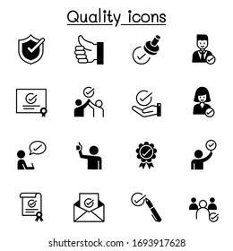 Qualität, Genehmigt, Markensymbole markieren Vektorillustration-Grafik-Design