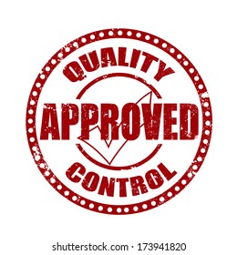 quality approved control grunge on whit , vector illustration
