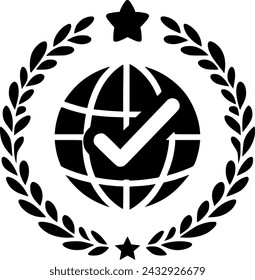 Quality approved line icon. Badge with check mark linear style sign, symbol, vector, art