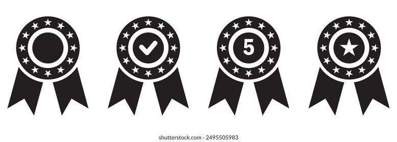 Quality or approved medal with tick and hand like. Guaranty certificate medal with approved check Vector illustration, eps 10.