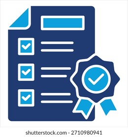 Qualitätsprüfung flach blau Icon Stil