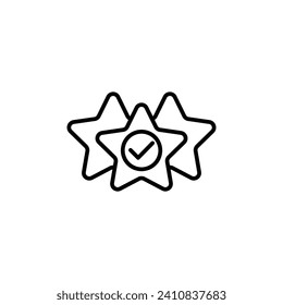 Icono de línea de evaluación de calidad. Icono de calificación de evaluación en color blanco y negro.