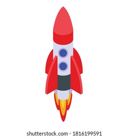 Quality assurance fly rocket icon. Isometric of quality assurance fly rocket vector icon for web design isolated on white background