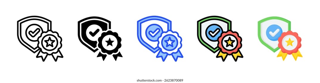 Colección del icono de la garantía de calidad con los estilos múltiples