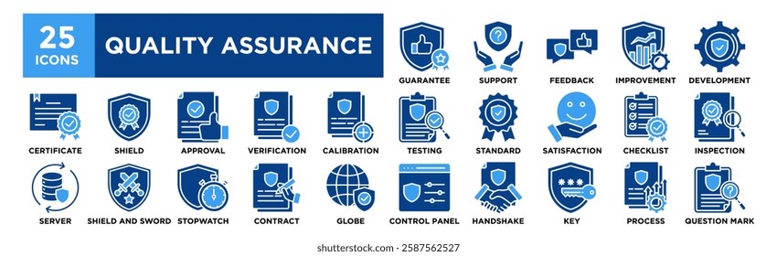 Quality Assurance Icon Set For Design Elements, control, quality, business, management, concept