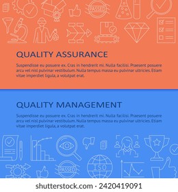 Quality assurance and management banner templates with place for text. Vector illustration.