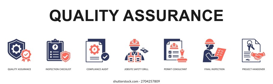 Quality Assurance Modern and clean web banner illustration featuring thematic icons for visual communication