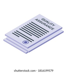 Quality assurance paper icon. Isometric of quality assurance paper vector icon for web design isolated on white background