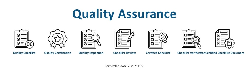 Quality Assurance web icon banner with line art style