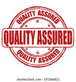Quality assured grunge rubber stamp on white background, vector illustration