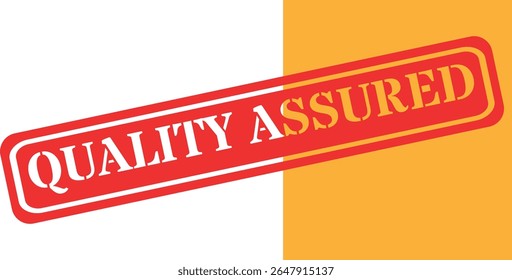 Quality assured stamp with red and yellow background