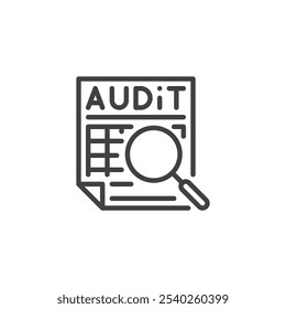 Quality Audit line icon. linear style sign for mobile concept and web design. Review of quality processes outline vector icon. Audit list and magnifying glass symbol, logo illustration