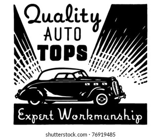 Quality Auto Tops - Retro Ad Art Banner