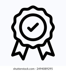 Quality Badge, Quality Check Vector Icon, Lineal Isolated Icon.