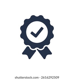 Quality badge icon. Solid glyph series icon