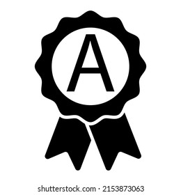 A Quality Badge Sign. Black Award Ribbon Medal Symbol Icon. Vector Illustration On White Background.