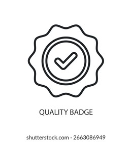 Quality badge thin line icons.