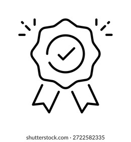 Icono de esquema de Vector de insignia de calidad EPS 10 File