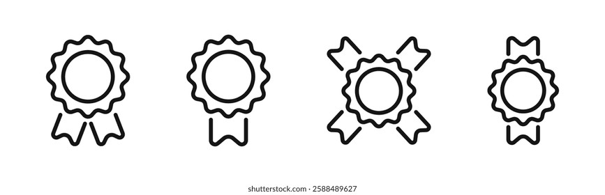 Quality badges. Medal icons. Set of medal with ribbon vector. Medal badge icons. Award badges