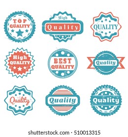 Quality badges - top quality cerfificate stickers vector illustration.