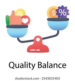 Icono de equilibrio de calidad en estilo plano