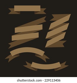 Quality banners ribbons set in retro style. Isolated on black background. Vector illustration, eps 8.