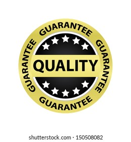 Quality black and gold border sticker, tag, label, sign, icon.. Vector illustration.
