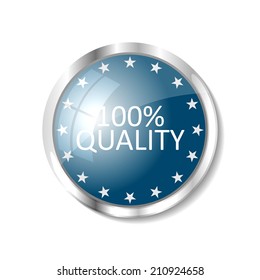 Quality blue  button or icon vector illustration