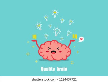 quality brain cartoon vector .
balance IQ and EQ concept.