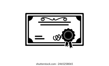 Certificado de calidad, silueta aislada negra