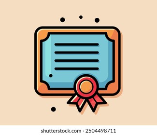 Quality certificate icon. Graduation degree diploma of university, college, school, other education training or course. Achievement or award document badge.