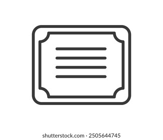 Icono de certificado de calidad. Diploma de grado de graduación de la universidad, colegio, escuela, otra educación o curso de formación. Logística o insignia de documento de premio.