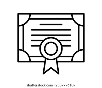 Quality certificate icon. Graduation degree diploma of university, college, school, other education training or course. Achievement or award document badge.