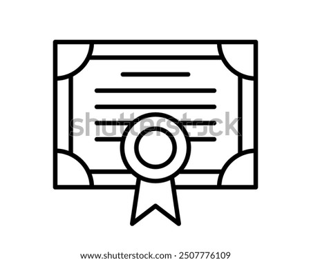 Quality certificate icon. Graduation degree diploma of university, college, school, other education training or course. Achievement or award document badge.