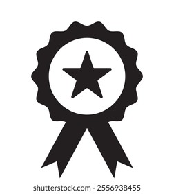 Quality certificate icon isolated on white background. Rosette icon Flat style.
