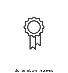 Quality certificate line icon, outline vector sign, linear style pictogram isolated on white. Medal achievement symbol, logo illustration. Editable stroke