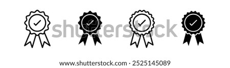 Quality certificate vector vector filled and outlined iconss collection