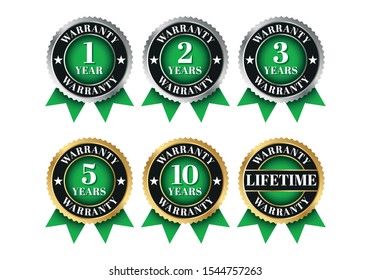 Quality certification warranty badge icon set