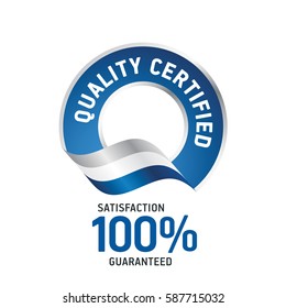 Quality Certified blue ribbon label logo icon