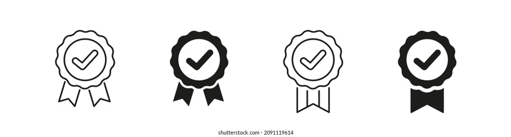 Symbol für Qualitätszertifikate Medaille für das Qualifikationszertifikat Qualitätssiegel-Zeichen einzeln auf weißem Hintergrund.