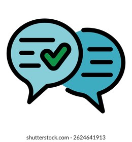Quality chatting icon. Outline quality chatting vector icon color flat isolated